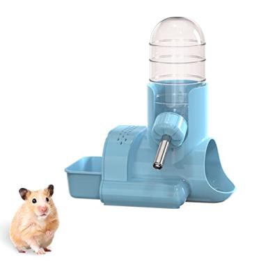 Imagem de SEIS 3 em 1 Hamster Bebedouro Fonte tigela de comida e esconderijo Garrafa de água automática Pequeno Pet Dispenser de água Young Guiné Pig para Gerbils Mouses Rato Juvenil Chinchilla Ferret Hedgehog (Azul)