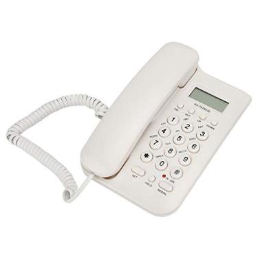 Imagem de Telefone fixo, DTMF/FSK com fio com identificador de chamada/função de rediscagem para casa, escritório, hotel (branco)