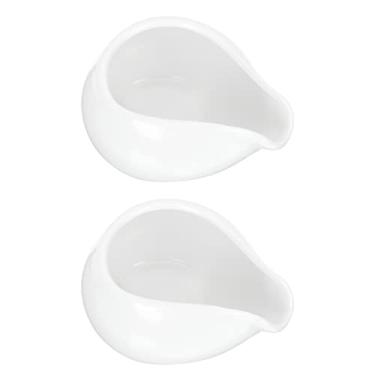 Imagem de Molheira de cerâmica branca de porcelana fina para molho, caldo, molhos, molhos para salada, leite, micro-ondas e -louças