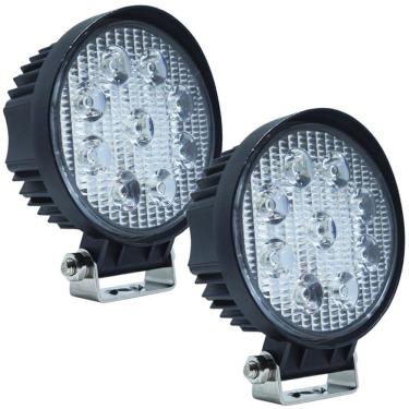 Imagem de Par Farol de Milha Led Universal 10V 30V 27W 9 Leds Cinoy YN-FA001 7000K Redondo 11 Cm