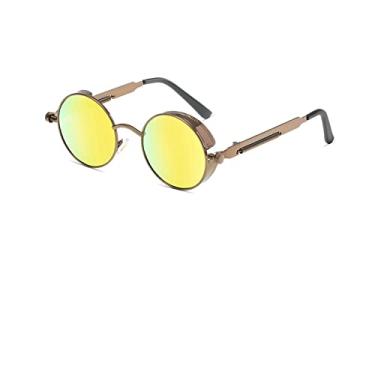 Imagem de Steampunk Sunglasses Polarized Men Women Vintage Round Metal Frame Sun Glasses Quality UV400,T8028 C8 Black case,China
