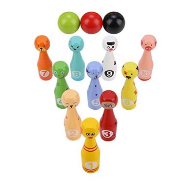 Imagem de Conjunto de brinquedos de boliche infantil, brinquedo de madeira educacional para crianças para jogos ao ar livre