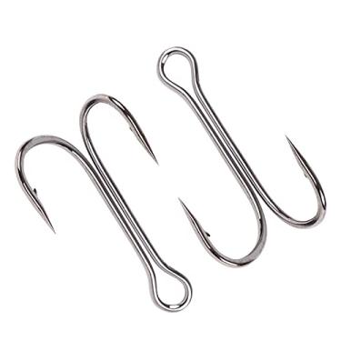 Imagem de Anzóis de pesca 20 pcs faça você mesmo Frog Lure Double Fishing Hook 1#2#4#6#Aço de alto carbono lancho de isca de silicone com aço de alto carbono ganchos de isca Acessórios de pesca (Color : 4#)