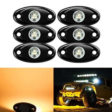 Imagem de 6 Pods LED Rock Lights, Ampper Waterproof LED Neon Underglow Light for Car Truck ATV UTV SUV Offroad Boat Underbody Glow Trail Rig Lamp (Yellow)