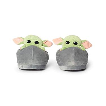 Imagem de Robe Factory LLC Star Wars: The Mandalorian The Child Grogu 3D Slippers | Baby Yoda-Themed Soft Plush House Shoe With Non-Slip Sole | Comfortable Footwear | Women 7-8, Kids 5