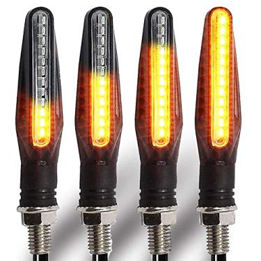 Imagem de BlyilyB Motocicleta pisca-pisca indicador de seta âmbar fluxo sequencial lâmpada universal para Honda Kawasaki Yamaha (pacote com 4)