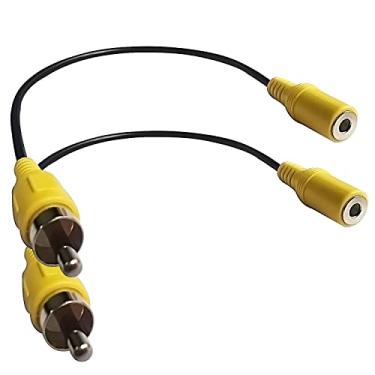 Imagem de Faoyliye (Pacote com 2) RCA para adaptador de 3,5 mm, banhado a ouro, conector mono fêmea de 3,5 mm para cabo adaptador RCA macho para alto-falante, reprodutor de mídia e assim por diante - 25 cm/10 polegadas