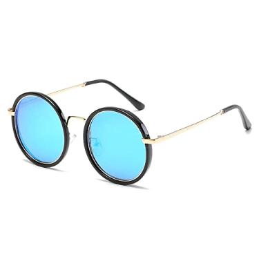 Imagem de Óculos de sol polarizados redondos óculos de sol femininos vintage retrô moda selvagem designer de óculos de sol com caixa feminino, c03 preto azul mercur, embalagem sem estojo