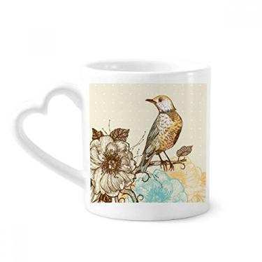 Imagem de Lápis colorido pássaros flores caneca café cerâmica copo de coração de vidro