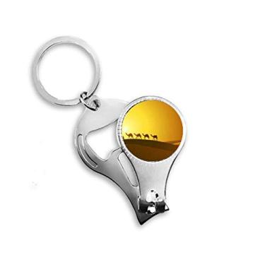 Imagem de Sunset All The Way to The Silk Road Camel Desert Nail Nipper Ring Chaveiro Abridor de Garrafas Cortador