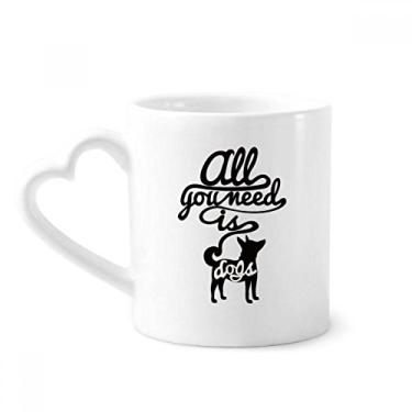 Imagem de Need Dog Caneca com citação preta e branca café cerâmica copo de coração de vidro