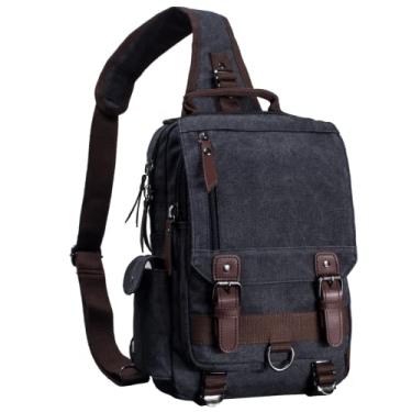 Imagem de H HIKKER-LINK Bolsa carteiro de lona transversal mochila de ombro mochila mochila mochila casual viagem escola, G - preto, Large 1