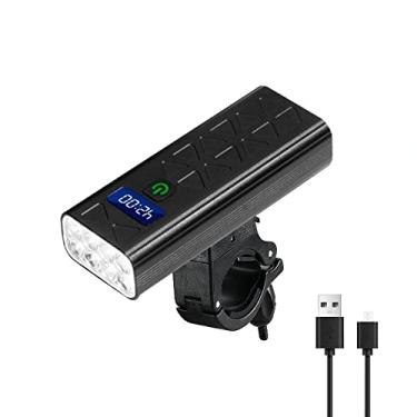 Imagem de Luz de bicicleta,8LED bicicleta luz frontal farol de bicicleta de alto brilho recarregável luz de ciclismo 9600 mah bancos de energia à prova d'água com 5 modos de luz display led para mount