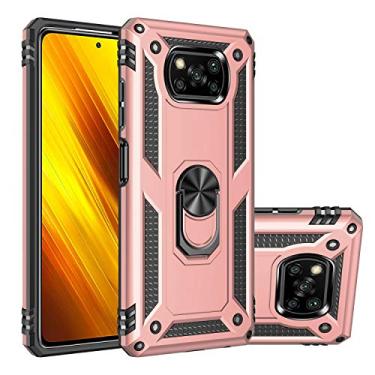 Imagem de MOONCASE Capa Mi Poco X3 NFC, capa híbrida 2 em 1 PC + TPU com suporte capa protetora para Xiaomi Poco X3 NFC 6,7 polegadas – Ouro rosa