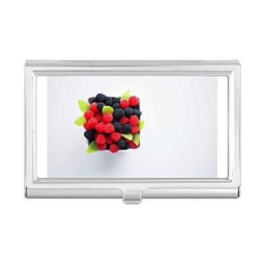 Imagem de Porta-cartão de visita com fotografia de frutas vermelhas temperadas, porta-cartões