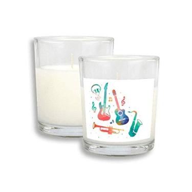 Imagem de Cera de incenso perfumada de vidro com estampa de instrumentos coloridos, verde e rosa