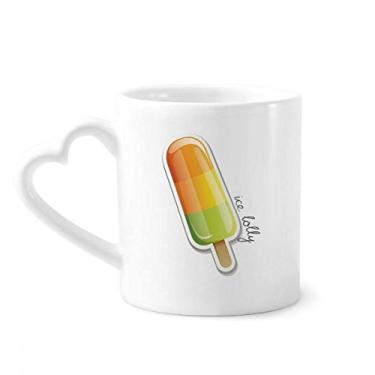 Imagem de Caneca laranja amarela verde picolé doce sorvete caneca café cerâmica copo de coração de vidro