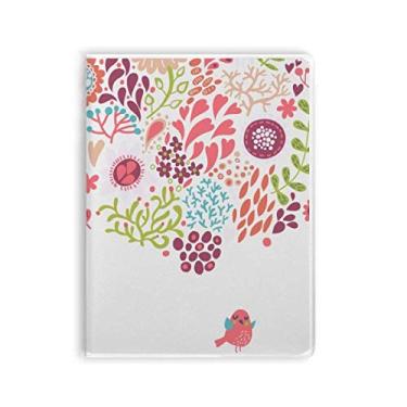 Imagem de Caderno de flores de cor sólida, desenho de pássaros, capa de goma