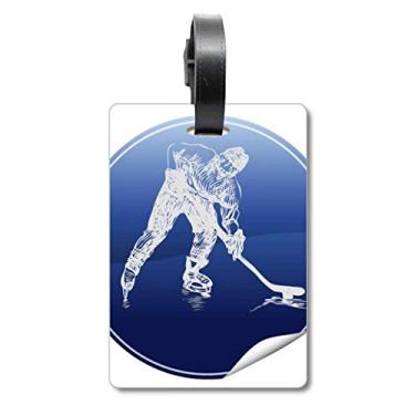 Imagem de Bolsa de viagem para patinação e hóquei no gelo em aquarela, etiqueta de bagagem para cartão de bagagem