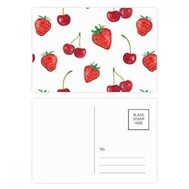 Imagem de Conjunto de cartão postal com estampa de frutas vermelhas e morango, cartão de felicitações para envio de aniversário