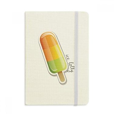 Imagem de Caderno de sorvete doce laranja amarelo verde picolé oficial tecido capa dura diário clássico