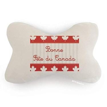 Imagem de DIYthinker Maple Leaf Almofada de apoio de cabeça para decoração de pescoço com slogan vermelho Happy Canada Day