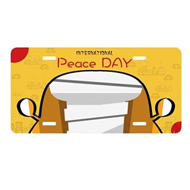 Imagem de DIYthinker Placa de licença com estampa de ilustração do caixão do Egito Múmia Decoração de carro Dia da Paz
