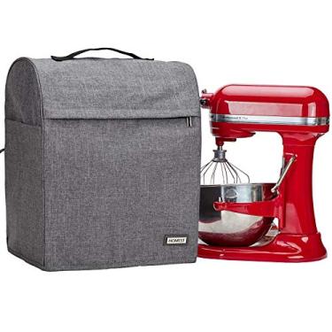 Imagem de HOMEST Capa para batedeira de 6/7/8 litros, cinza patenteado, com bolsos para acessórios e proteção contra poeira, compatível com elevador de tigela KitchenAid
