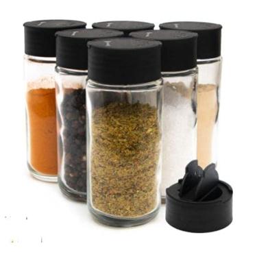 Imagem de Kit 6 Potes vidro 100ml P/Tempero Tampa Dosadora Dupla COZINHA