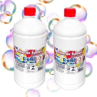 Imagem de Garrafa de Líquido Especial para Bolhas de Sabão Refil 2 Litros p/Brinquedos Lançadores de Bolhas