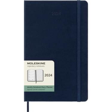 Imagem de Agenda semanal Moleskine 2024, 12M, grande, capa dura, 12,7 x 21 cm, Sapphire Blue
