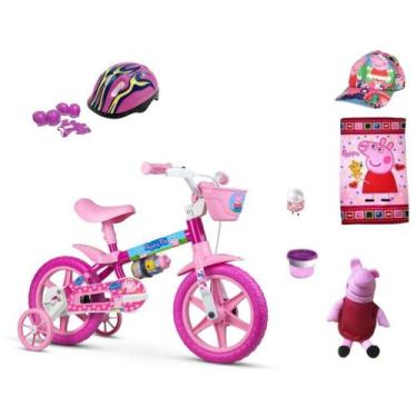 Imagem de Bicicleta Infantil Peppa Pig Aro 12 - 9 Itens - Mco Bikes