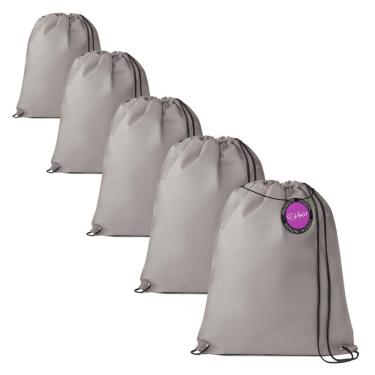 Imagem de Kit 5x Mochilas tipo Saco Gym Sack em TNT Premium 33x40cm Marino TopGet