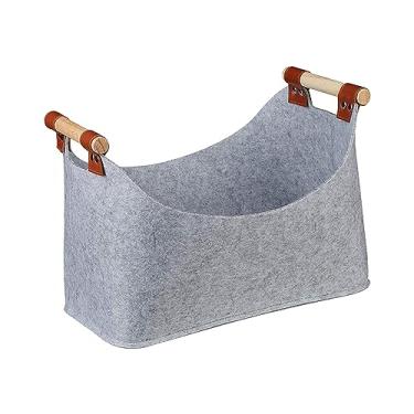Imagem de Generic Saco de feltro grande saco de armazenamento portátil titular pilha de madeira durável dobrável churrasco log transportadora bolsa para acampamento ao, CINZENTO, 45cm x 32cm x 40cm