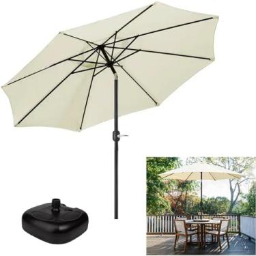 Imagem de Ombrelone com Base para Piscina 3 metros guarda sol Articulado com Manivela Maresias Bege - AMZ - Bege-Preta