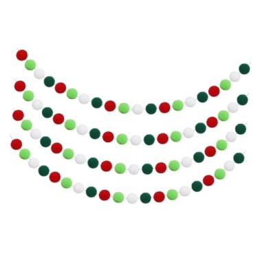 Imagem de ＫＬＫＣＭＳ Enfeite de Natal em Feltro - Guirlanda Colorida com Pompons Artesanais, Estilo D