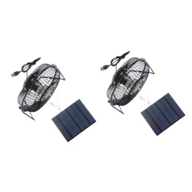 Imagem de Ciieeo 2 Unidades Ventiladores Portáteis Painel Solar Usb Ventilador De Refrigeração Ao Ar Livre Ventilador Giratório Ventilador Do Painel Solar Área De Trabalho Escritório Energia Móvel