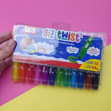Imagem de Giz De Cera 12 Cores Retrátil Twist Jumbo Tris - Meu Primeiro Gizm Crianças, Ideal para Pré Escola Material Escolar