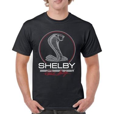 Imagem de Camiseta masculina Shelby Cobra Legendary Racing Performance American Classic Muscle Car GT500 GT Powered by Ford, Preto, G