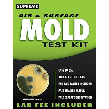 Imagem de SUPREME - Kit de teste de molde para casa - Kit de teste de molde de ar e superfície - Análise de laboratório de molde, envio de devolução pré-pago, resultados de molde rápidos para sua casa em 1 semana e consulta de molde especialista