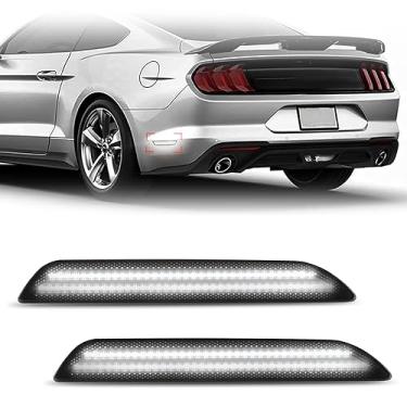 Imagem de Bestview Luzes de LED para lentes fumê laterais para para-choques dianteiros e traseiros, refletores compatíveis com Ford Mustang 2015-2022, seta âmbar e vermelho - Pacote com 4