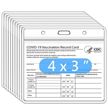 Imagem de Pacote com 10 porta-cartão de vacinação CDC protetor de cartão de vacina com manga 3 x 4 protetor de cartão de shot Covid capa de plástico de vinil transparente com zíper impermeável e resselável
