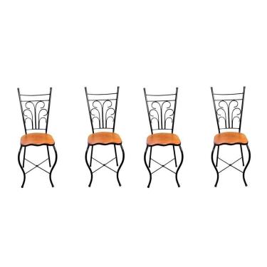 Imagem de Cadeira De Jantar Para Mesa De Chá Conjunto Com 4 Estilo Industrial Rustica Ferro E Madeira Artesanal