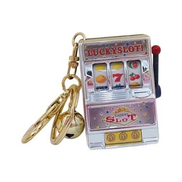 Imagem de Generic Banco de caça-níqueis da sorte com chaveiro de carretel giratório, mini brinquedo de jogo de fliperama para mulheres, argento