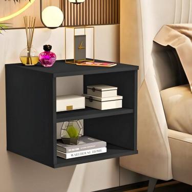 Imagem de Mesa de Cabeceira Nicho Mesinha Decoração Quarto Sala Preto