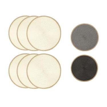 Imagem de 6 UNI. Jogo Americano Redondo Algodão Com Borda de Fibra Natural 34cm Estiloso Ideal P/Mesa Posta Jantares Sousplat (Bege)