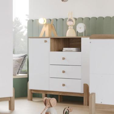 Imagem de Cômoda de Bebê 3 Gavetas 1 Porta Carinho Henn