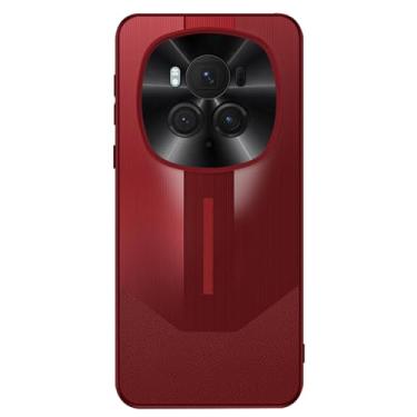 Imagem de LTLMYDAM Capa moderna para Honor Magic 6 Pro/6, capa escovada à prova de choque, leve, ultrafina, borda macia, capa de couro executivo, vermelha, 6