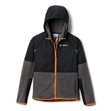 Imagem de Columbia Jovens Meninos Basin Butte Fleece Zíper Completo, Cinza Cidade/Preto/Laranja Chama, Pequeno