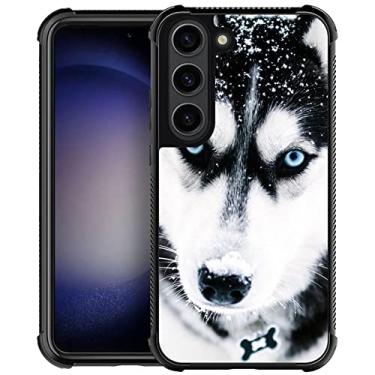 Imagem de CARLOCA Capa compatível com Samsung Galaxy S23 Plus, focinheira de cachorro Husky, design padrão de olho azul para meninas e meninos, à prova de choque, capa antiarranhões para Samsung Galaxy S23 Plus